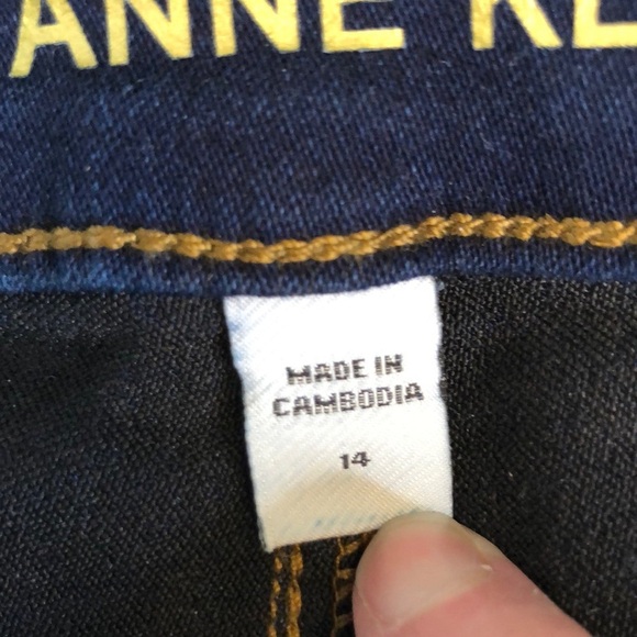 Anne Klein Dark Blue Sailor Flare Wide Leg Jeans Size 14 - Picture 9 of 13